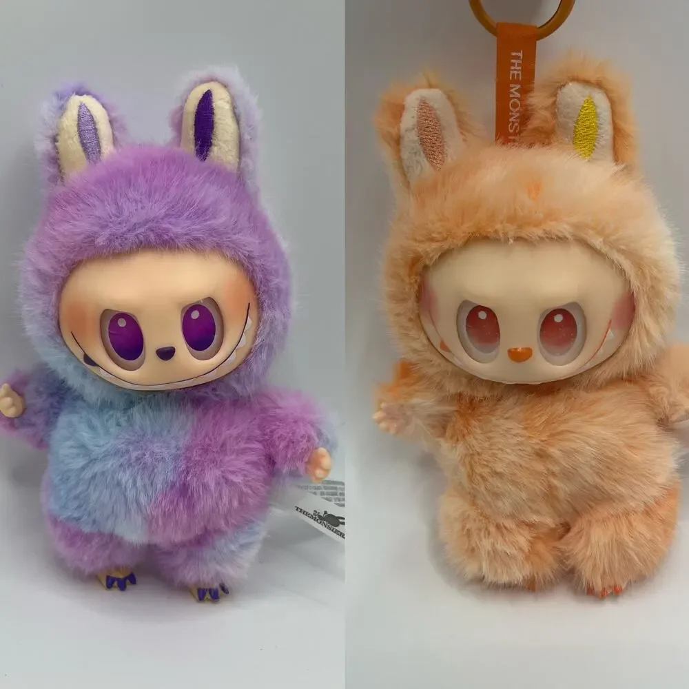 2PCS The Monsters Labubu Catch Me If You Can Plush Keychain Orange & Purple Set